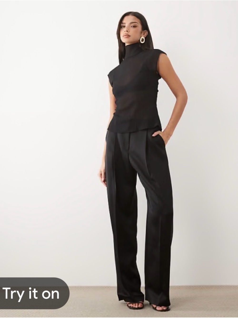 ASOS High Collar Sleeveless Black Blouse Top